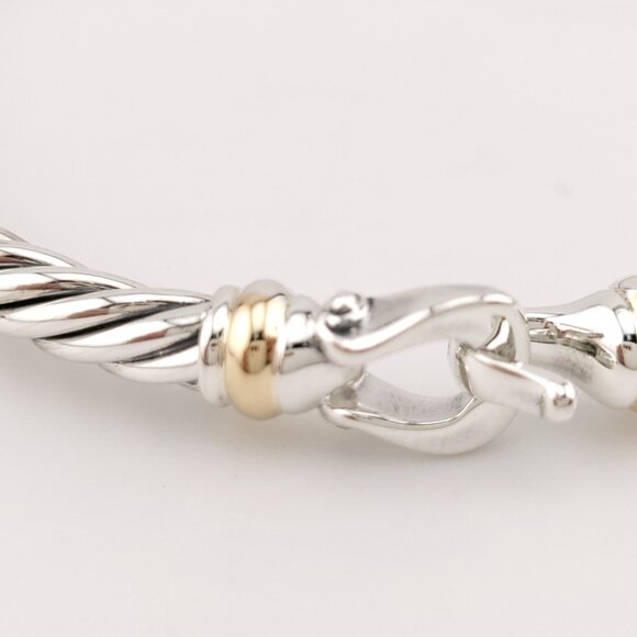 David Yurman Sterling Silver & 14k Gold FLEX 4mm Classic Cable Buckle Bracelet - Picture 5 of 11